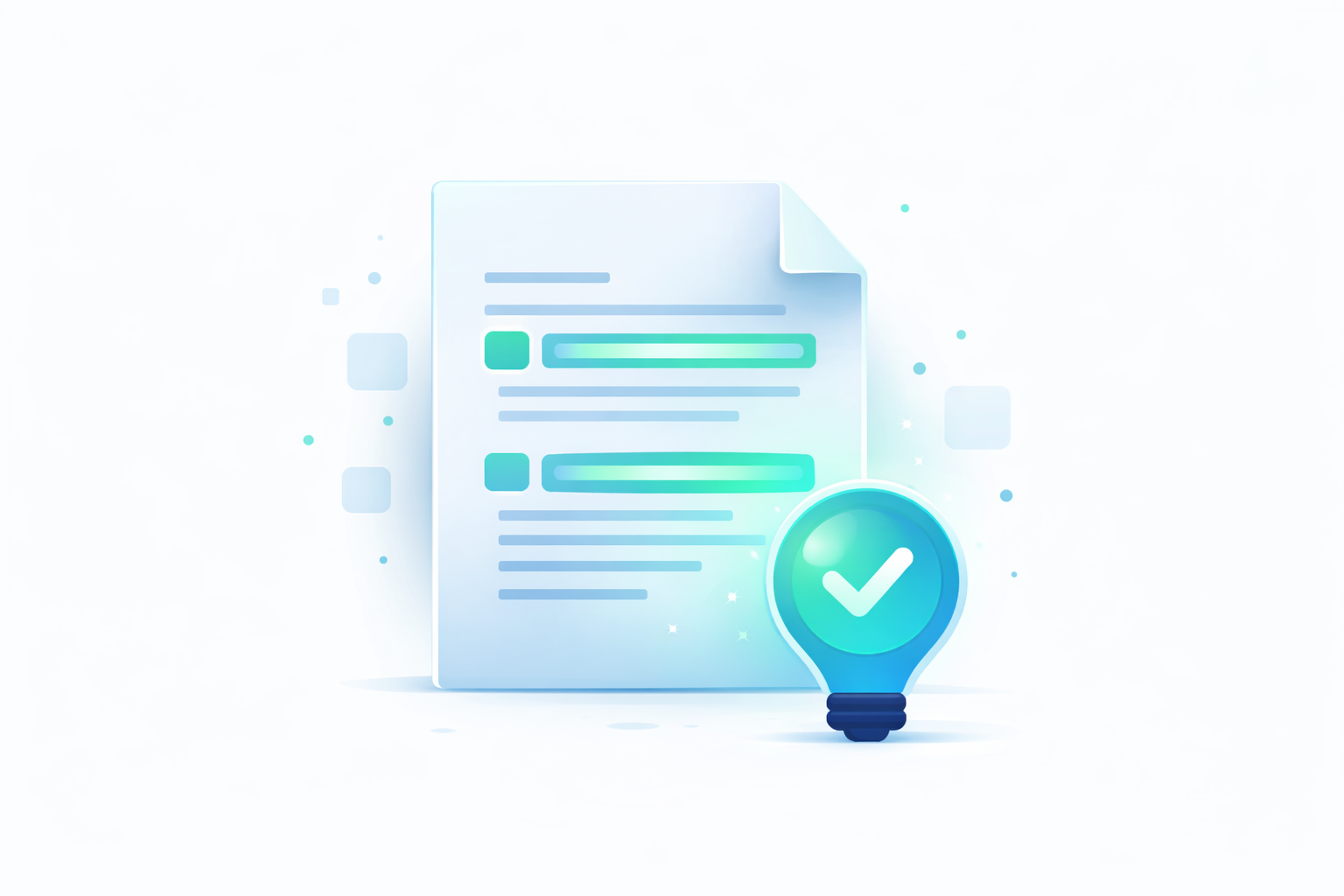 Document with highlighted sections and lightbulb showing understanding illustration